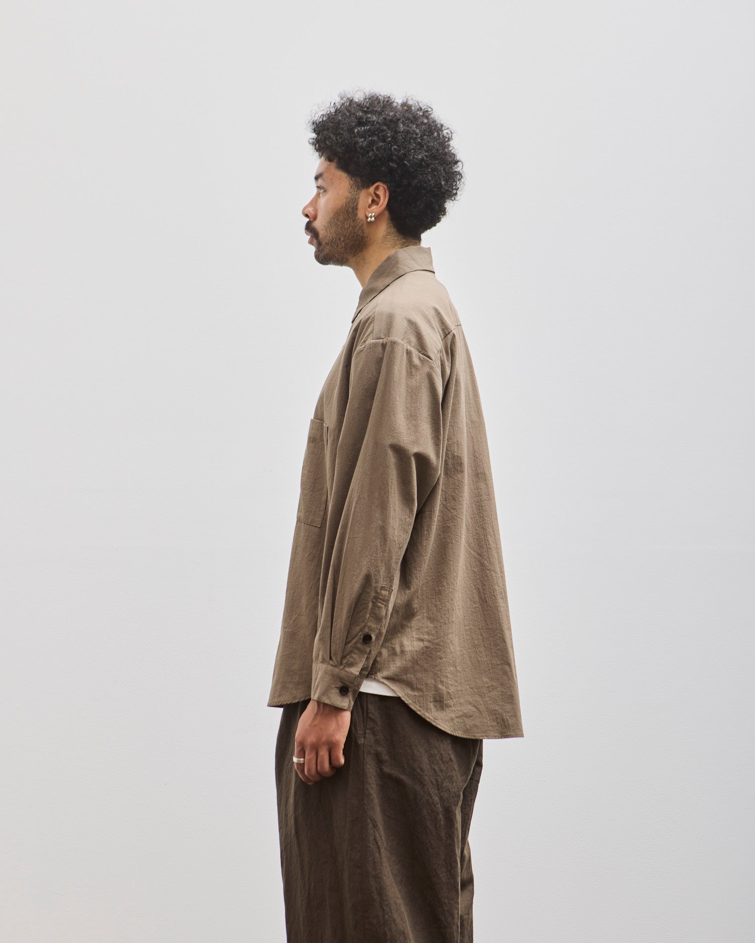 Evan Kinori Big Shirt Two, Dark Beige Batiste – Glasswing