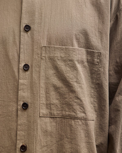 Evan Kinori Big Shirt Two, Dark Beige Batiste