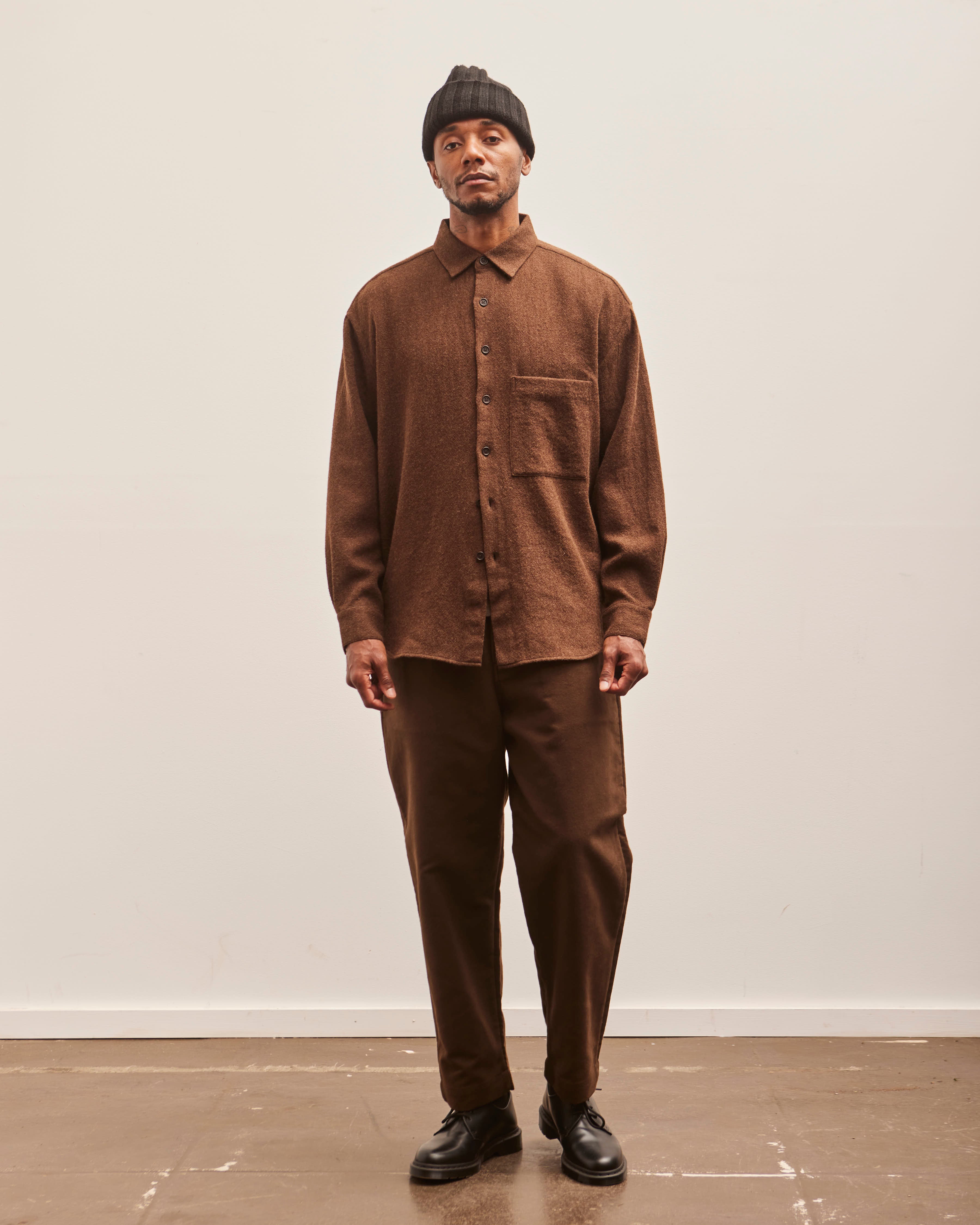 Evan Kinori Big Shirt Two, Lightweight Wool Gauze Rust – Glasswing