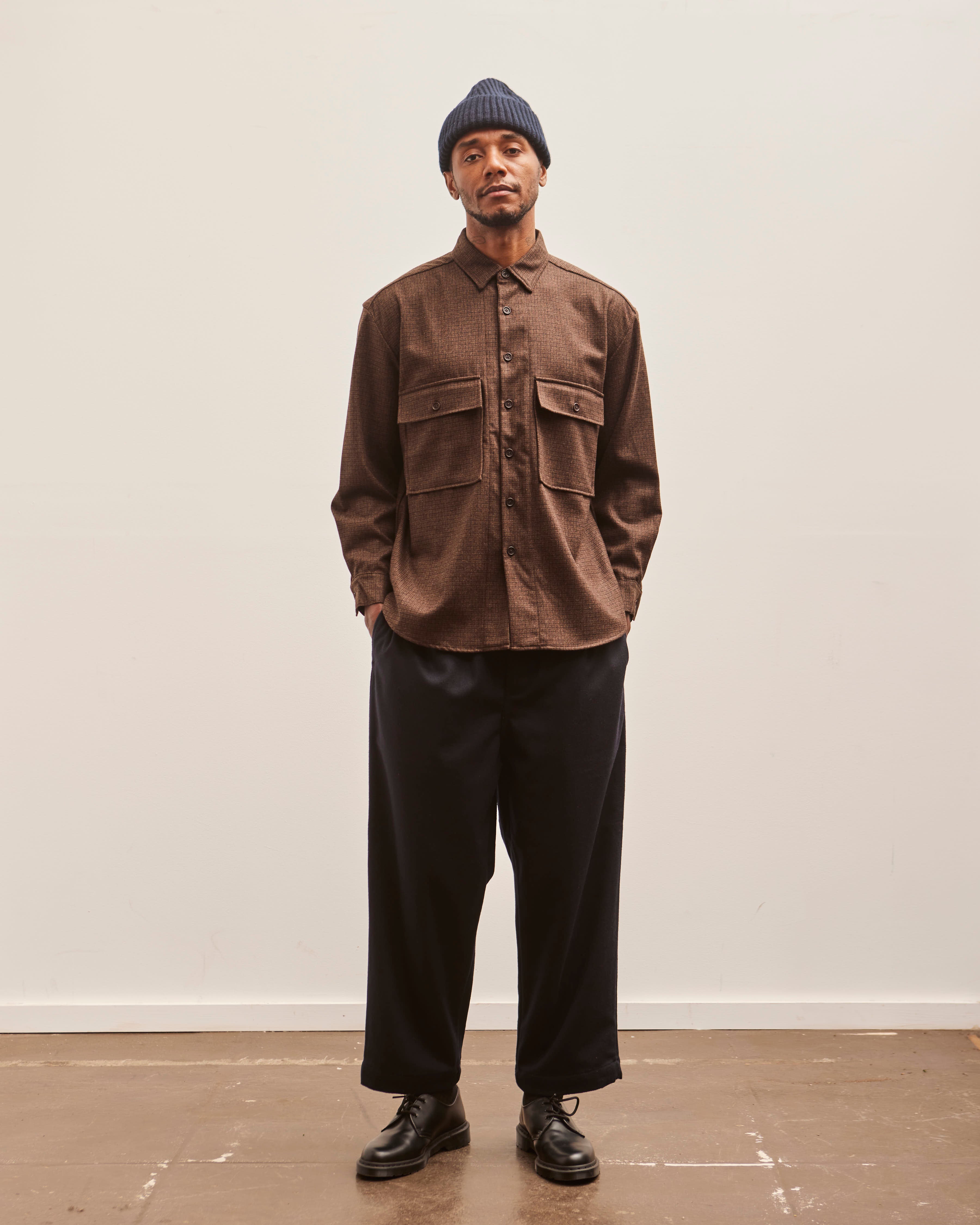 Evan Kinori Big Shirt, Fox Superfine Merino Check – Glasswing