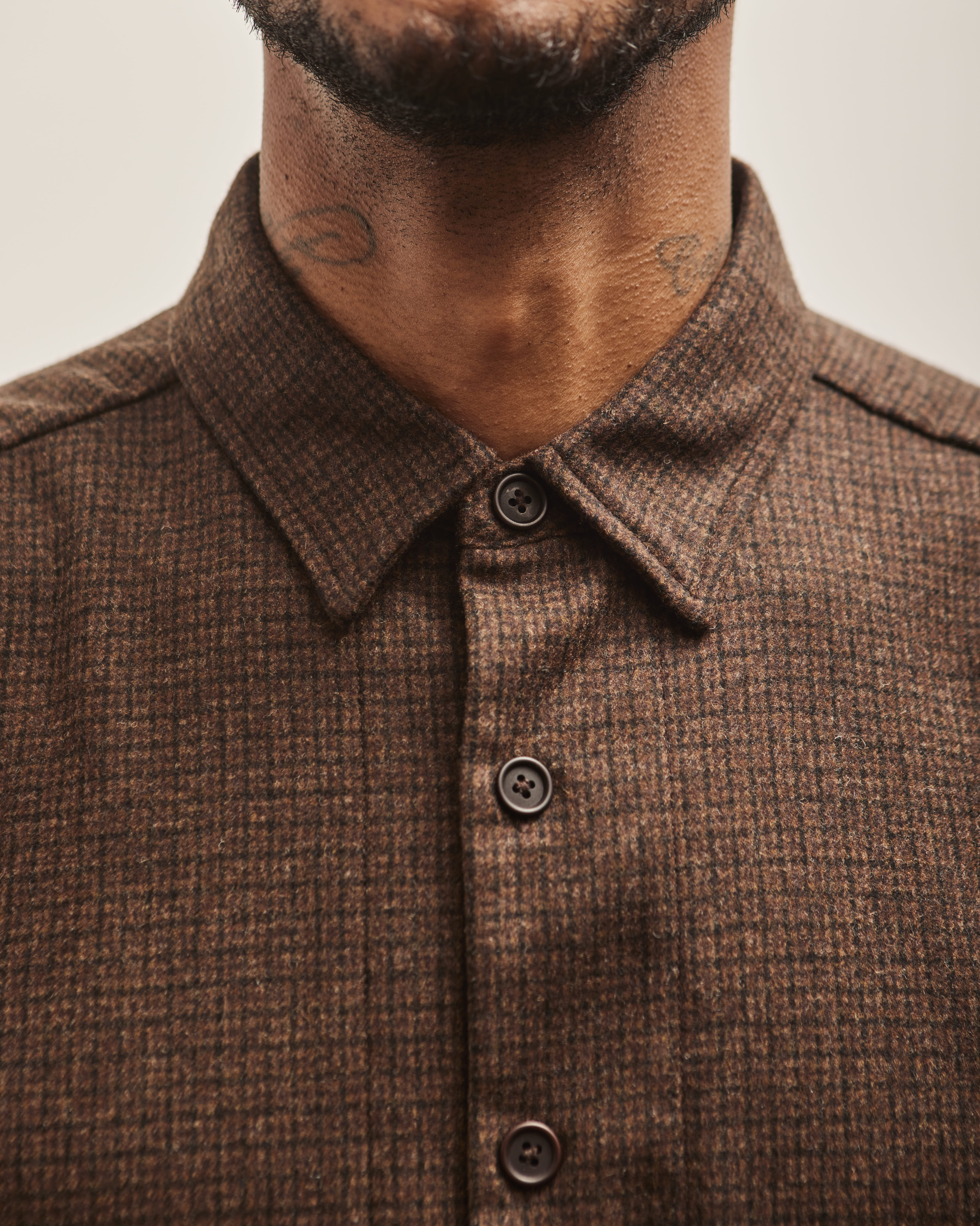 Evan Kinori Big Shirt, Fox Superfine Merino Check – Glasswing
