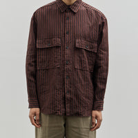 Evan Kinori Big Shirt, Navy/Red Yarn Dyed Linen Stripe