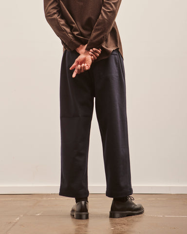 Evan Kinori Elastic Pant, Navy Brushed Wool/Cashmere Flannel