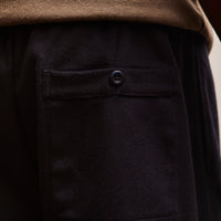 Evan Kinori Elastic Pant, Navy Brushed Wool/Cashmere Flannel