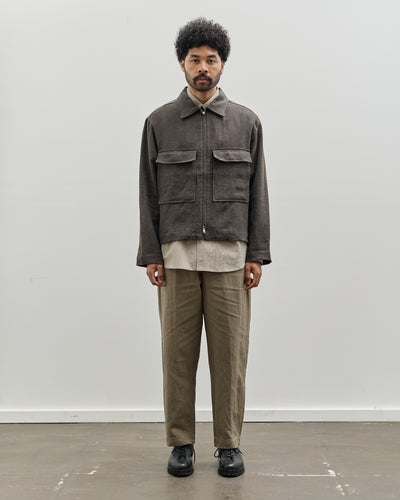 Evan Kinori Butcher Linen Zip Jacket, Anthracite