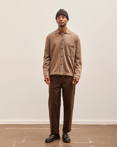 Evan Kinori Cashmere Button Down, Dark Beige Cashmere/Lambswool