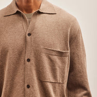 Evan Kinori Cashmere Button Down, Dark Beige Cashmere/Lambswool