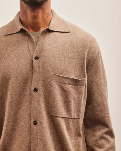 Evan Kinori Cashmere Button Down, Dark Beige Cashmere/Lambswool