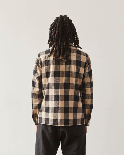 Evan Kinori Check Field Shirt, Tan/Black