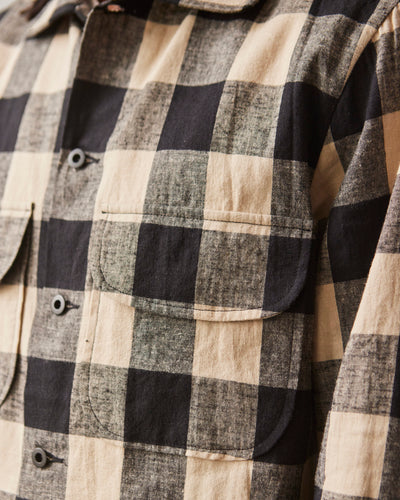 Evan Kinori Check Field Shirt, Tan/Black