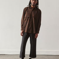 Evan Kinori Cotton Batiste Big Shirt, Brown