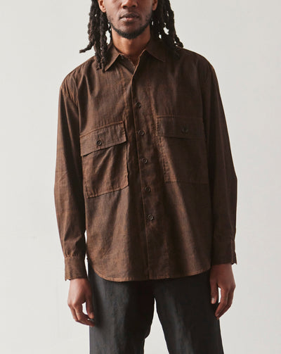 Evan Kinori Cotton Batiste Big Shirt, Brown