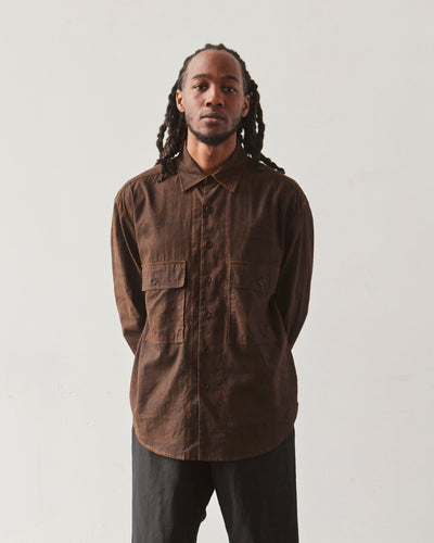 Evan Kinori Cotton Batiste Big Shirt, Brown