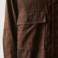 Evan Kinori Cotton Batiste Big Shirt, Brown