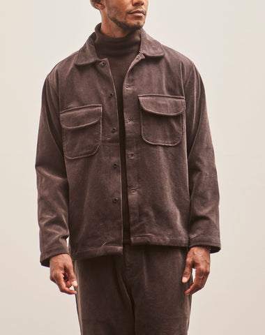 Evan Kinori Field Shirt, Dark Taupe Cotton Corduroy
