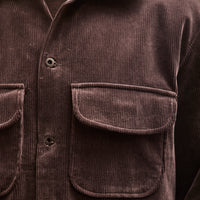 Evan Kinori Field Shirt, Dark Taupe Cotton Corduroy