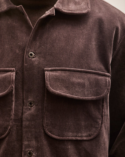 Evan Kinori Field Shirt, Dark Taupe Cotton Corduroy