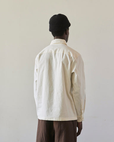 Evan Kinori Cotton/Hemp Muslin Flat Hem Shirt, Natural