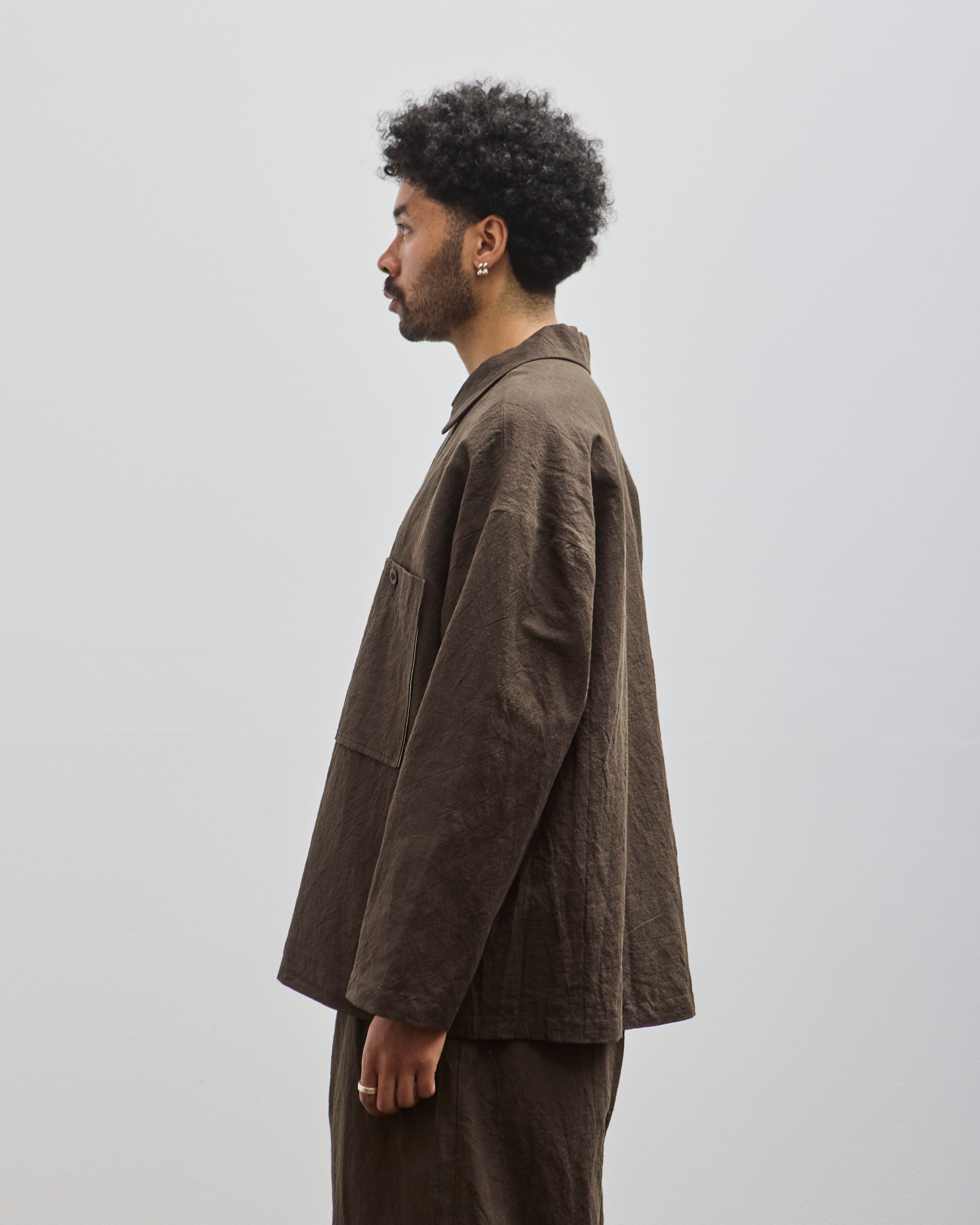 Evan Kinori Cotton/Hemp Twill Field Shirt Two, Anthracite Evan Kinori Cotton/Hemp Twill Field Shirt Two, Anthracite