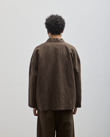 Evan Kinori Cotton/Hemp Twill Field Shirt Two, Anthracite