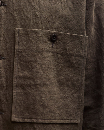 Evan Kinori Cotton/Hemp Twill Field Shirt Two, Anthracite