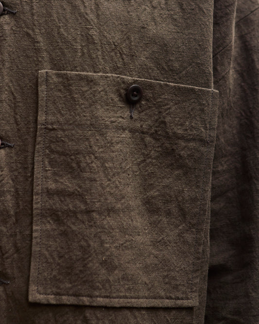 Evan Kinori Cotton/Hemp Twill Field Shirt Two, Anthracite