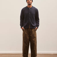 Evan Kinori Crewneck Cardigan, Navy Cashmere/Lambswool
