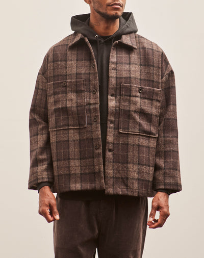 Evan Kinori Field Shirt Two, Charcoal Fox Tweed Check