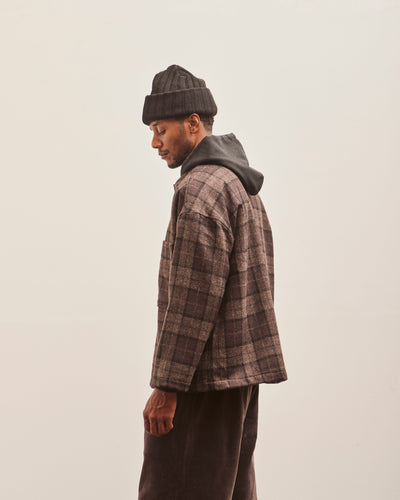 Evan Kinori Field Shirt Two, Charcoal Fox Tweed Check