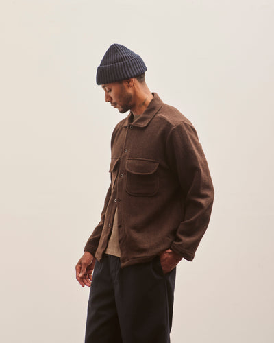 Evan Kinori Field Shirt, Rust Lambswool Herringbone