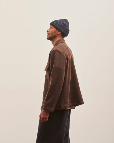 Evan Kinori Field Shirt, Rust Lambswool Herringbone