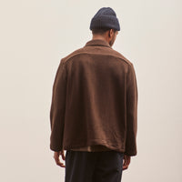 Evan Kinori Field Shirt, Rust Lambswool Herringbone