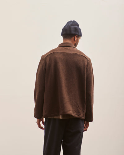 Evan Kinori Field Shirt, Rust Lambswool Herringbone