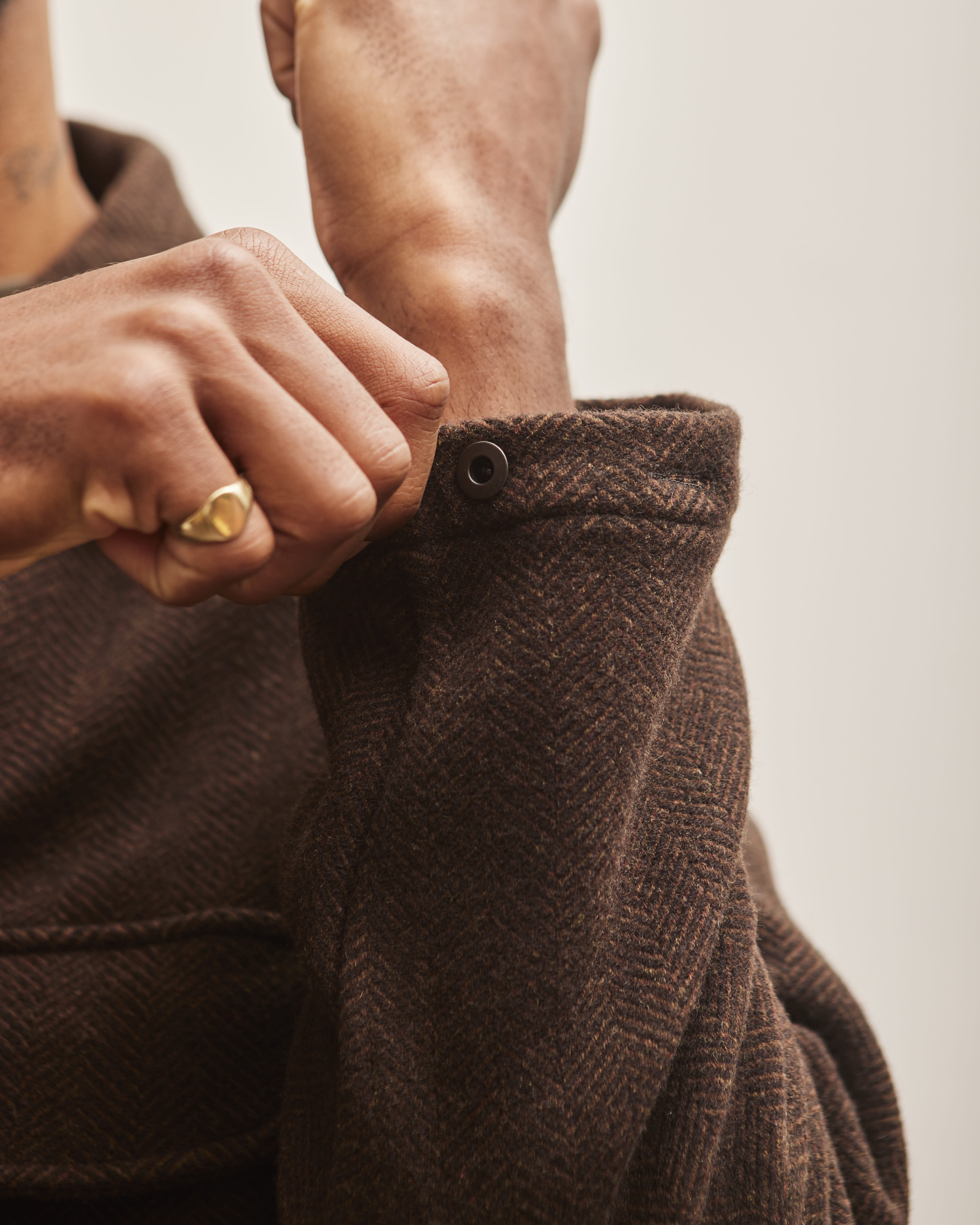 Evan Kinori Field Shirt, Rust Lambswool Herringbone – Glasswing