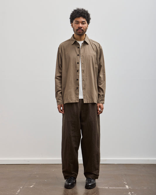 Evan Kinori Big Shirt Two, Dark Beige Batiste