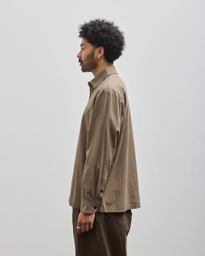 Evan Kinori Flat Hem, Dark Beige Batiste - Profile View