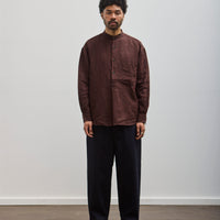 Evan Kinori Pop Over Shirt, Navy/Red Linen Stripe