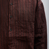 Evan Kinori Pop Over Shirt, Navy/Red Linen Stripe