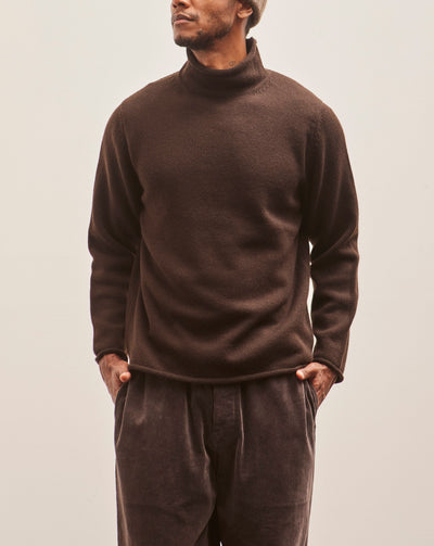 Evan Kinori Roll Neck Sweater, Brown Cashmere/Lambswool