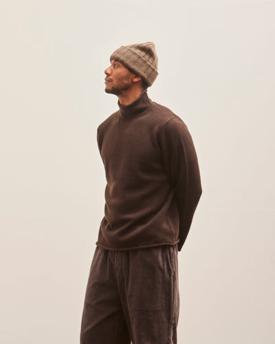 Evan Kinori Roll Neck Sweater, Brown Cashmere/Lambswool