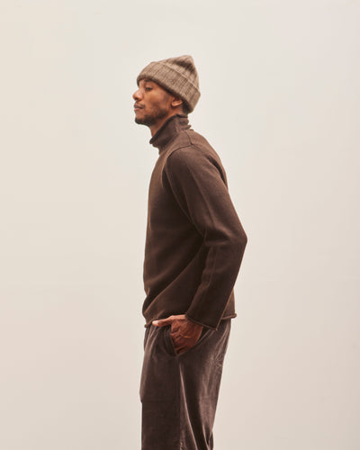 Evan Kinori Roll Neck Sweater, Brown Cashmere/Lambswool