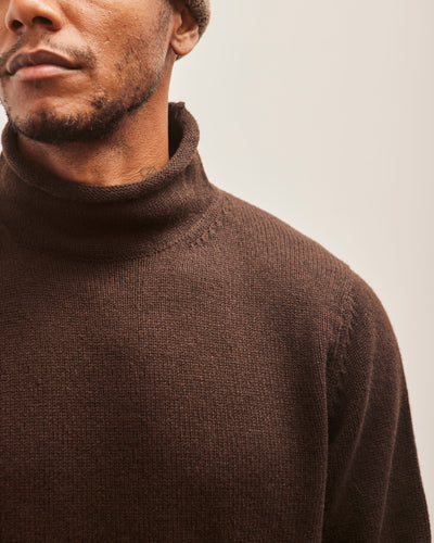 Evan Kinori Roll Neck Sweater, Brown Cashmere/Lambswool