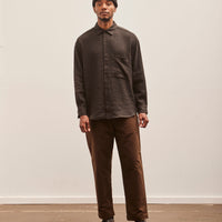 Evan Kinori Single Pleat Pant, Brown Organic Cotton Moleskin