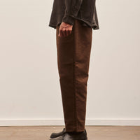 Evan Kinori Single Pleat Pant, Brown Organic Cotton Moleskin