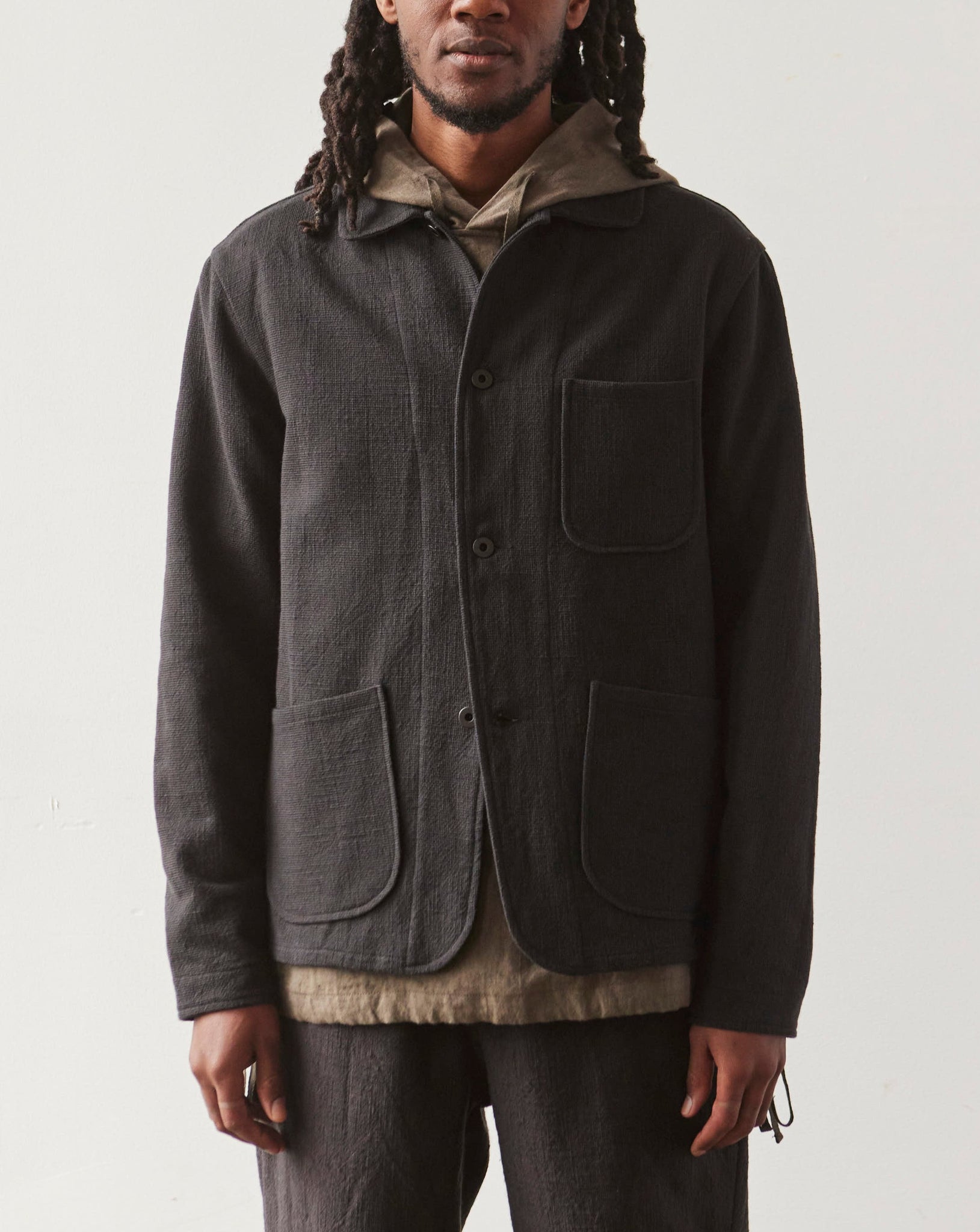 Evan Kinori Three Pocket Jacket, Brown/Navy | Glasswing