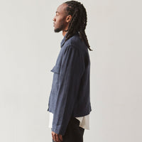 Evan Kinori Butcher Linen Zip Jacket, Navy