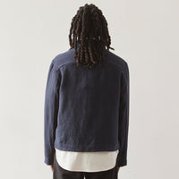 Evan Kinori Butcher Linen Zip Jacket, Navy