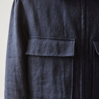 Evan Kinori Butcher Linen Zip Jacket, Navy