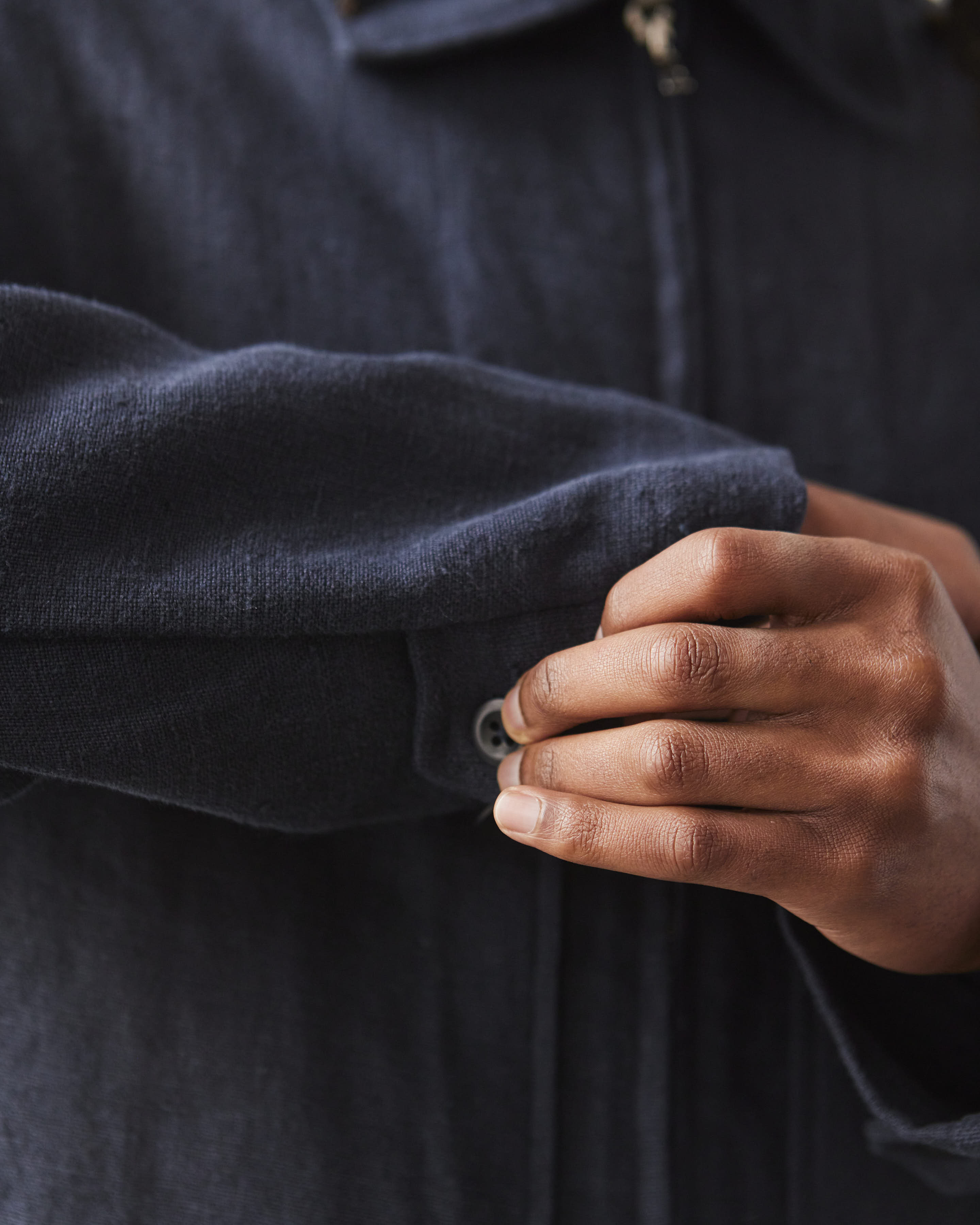 Evan Kinori Butcher Linen Zip Jacket, Navy – Glasswing Evan Kinori Butcher Linen Zip Jacket, Navy – Glasswing