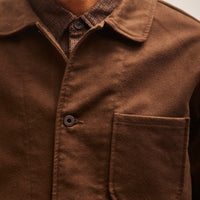 Evan Kinori Three Pocket Jacket, Dark Brown Organic Cotton Moleskin